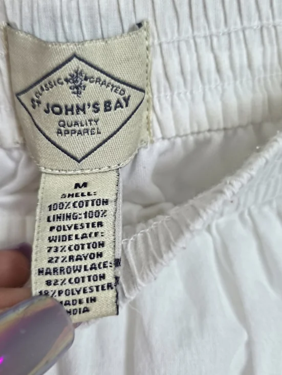 Vintage St John’s Bay White Lace Midi Skirt Cotton Boho Size M Elastic - Picture 4 of 10